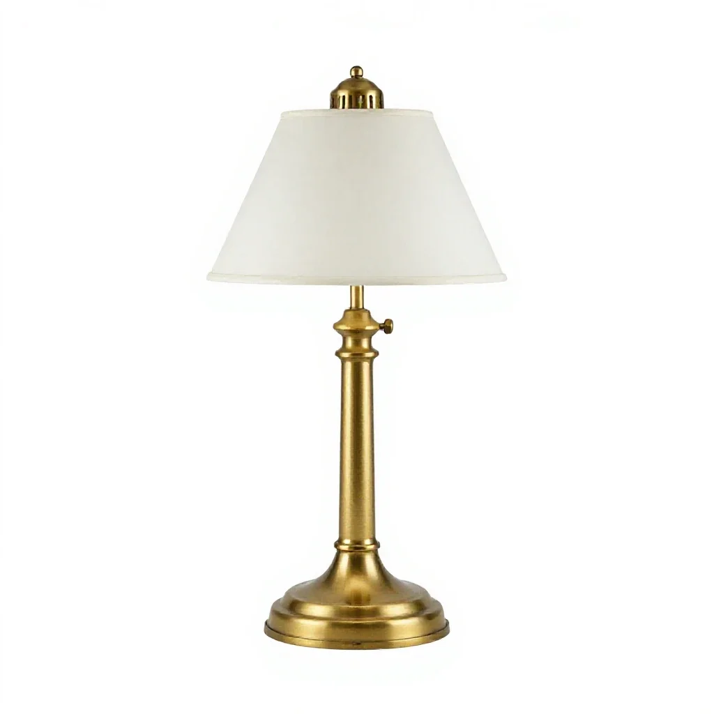 Brass banker's lamp isolated on a white background