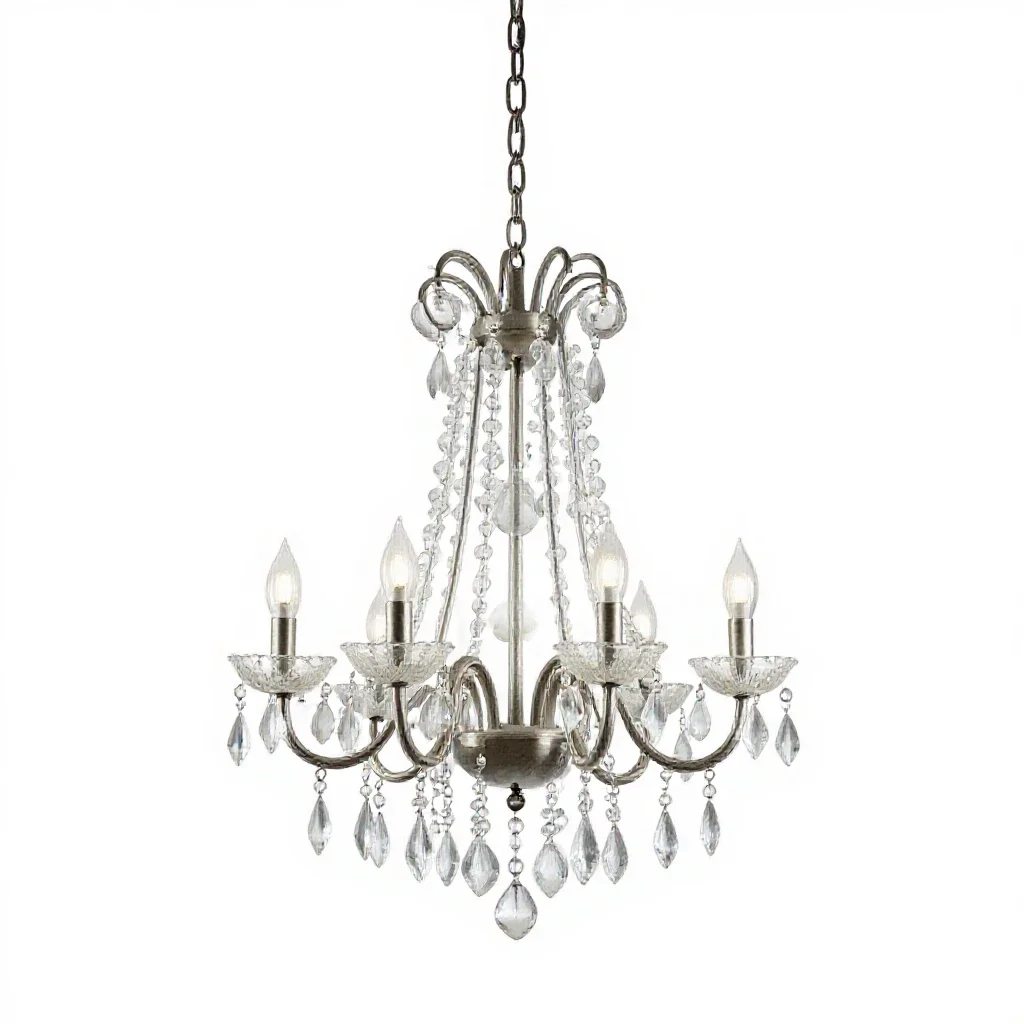Chandelier with glass drops isolated on a white background