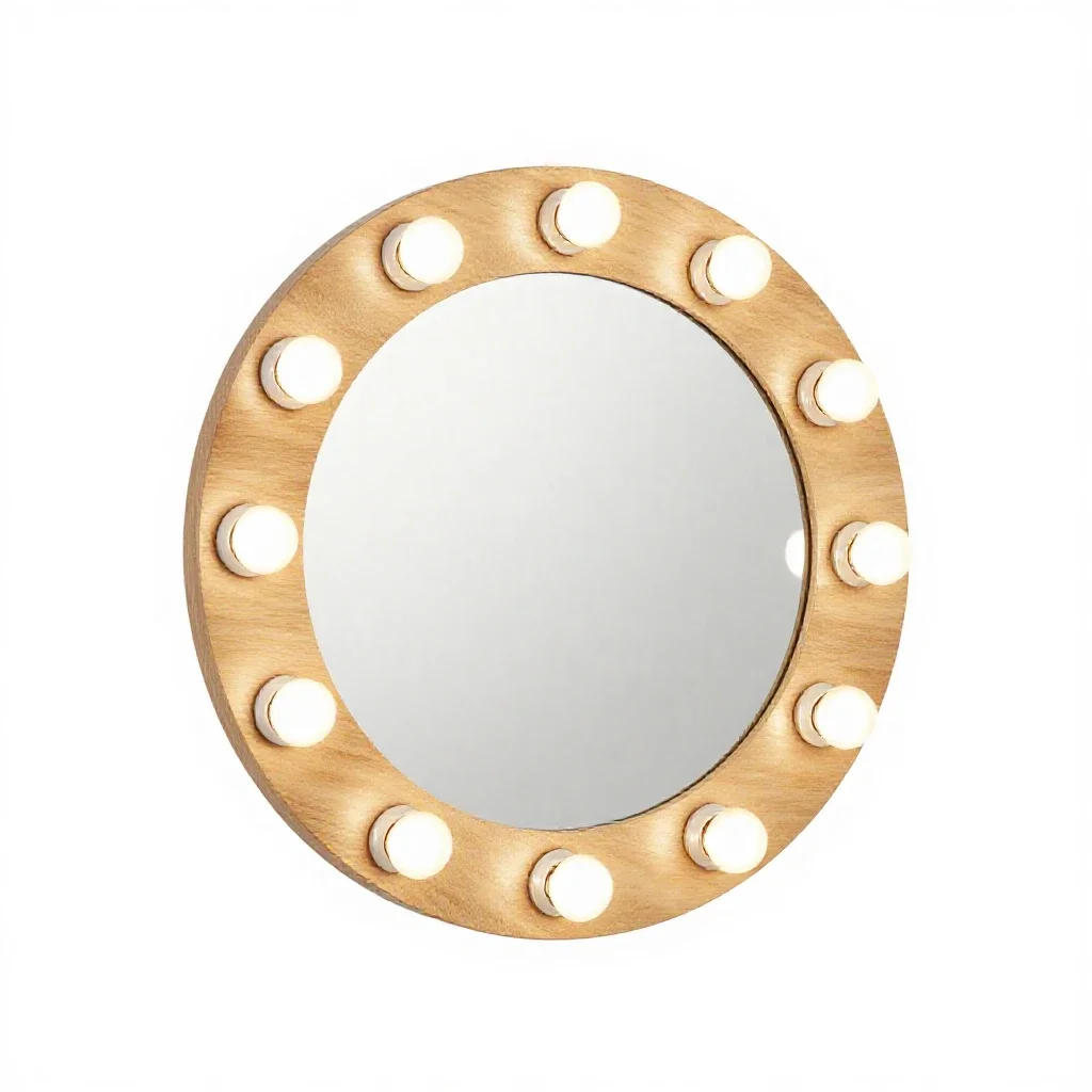 Mirror with bulb surround isolated on a white background