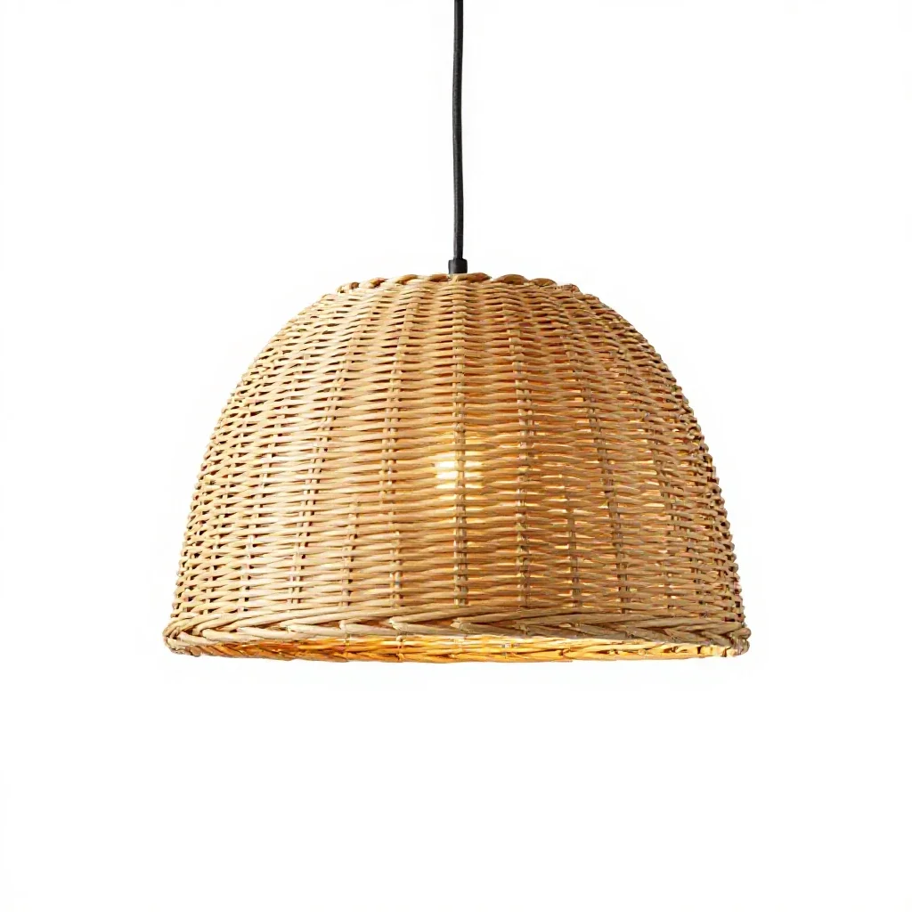 Rattan pendant shade isolated on a white background