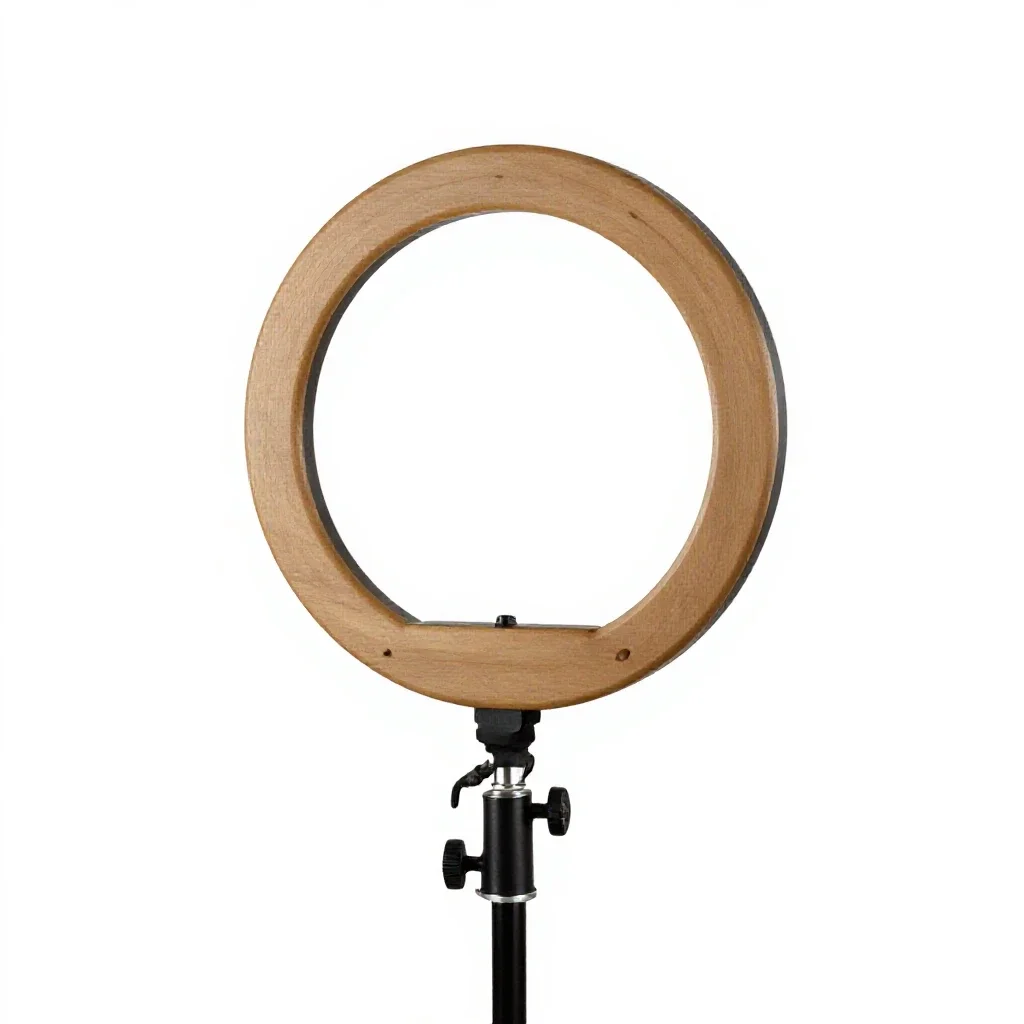 Ring light on a stand isolated on a white background