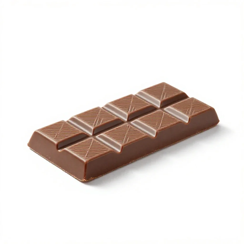 Chocolate bar in foil isolated on a white background