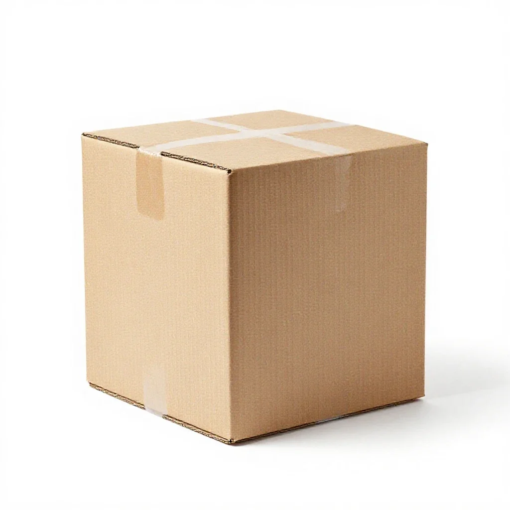 Corrugated shipping carton isolated on a white background