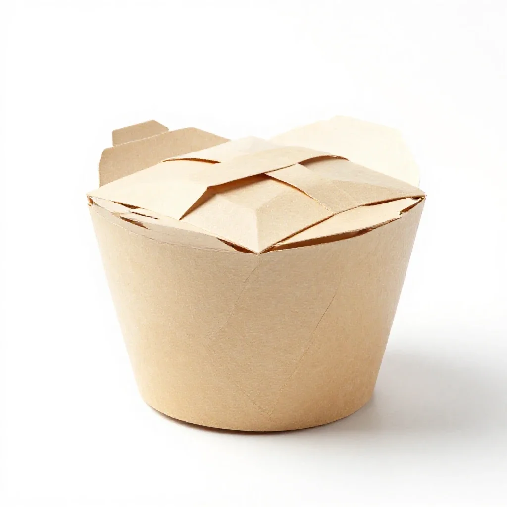 Folded takeaway noodle box isolated on a white background