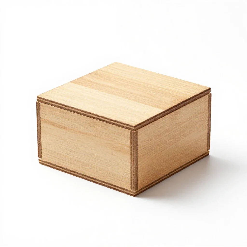 Hinged wooden gift box isolated on a white background