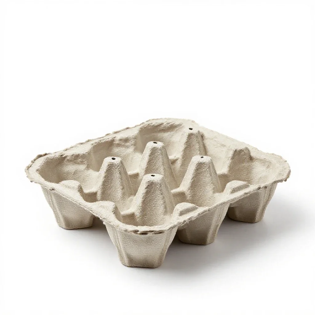 Moulded pulp egg carton isolated on a white background
