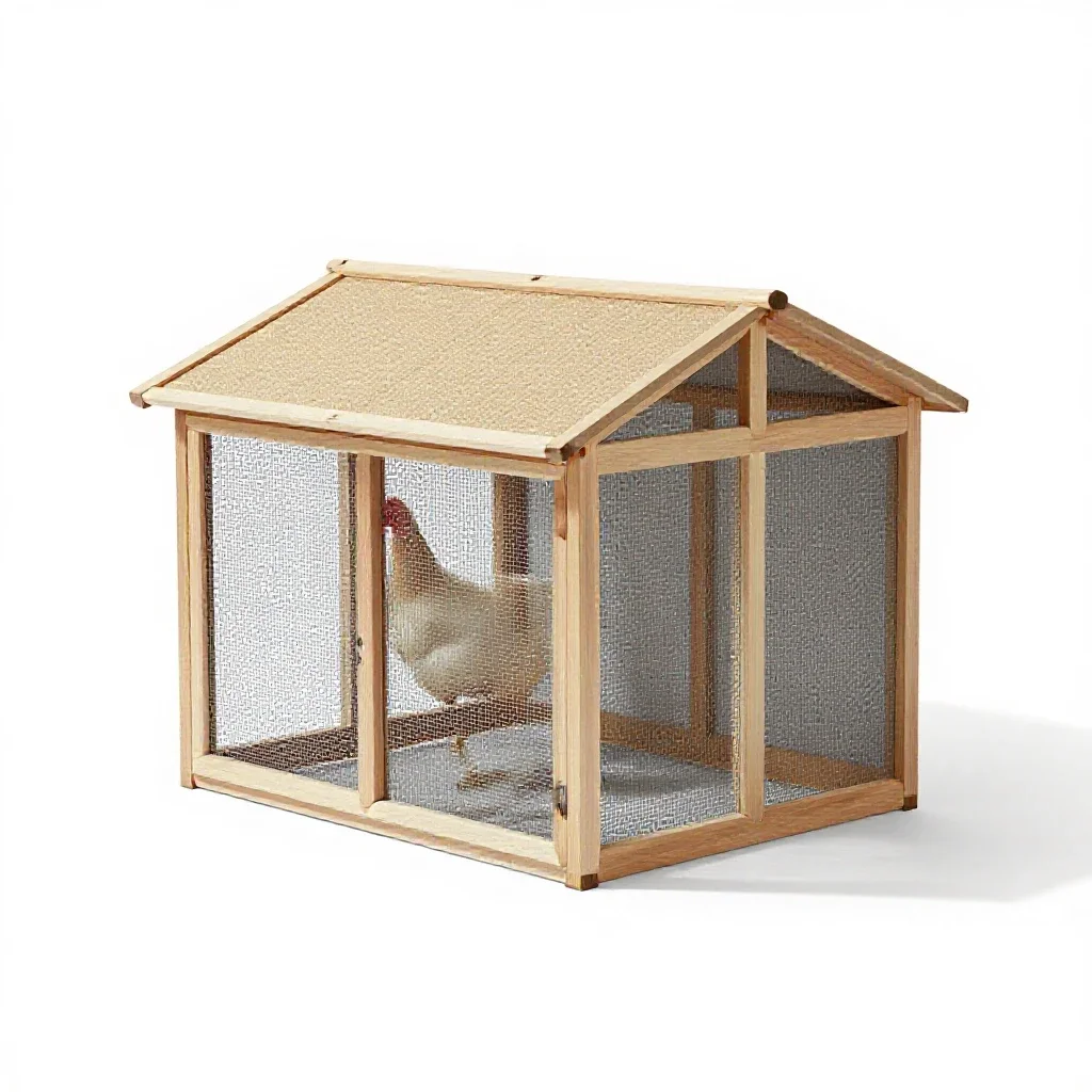 Chicken coop with a run isolated on a white background
