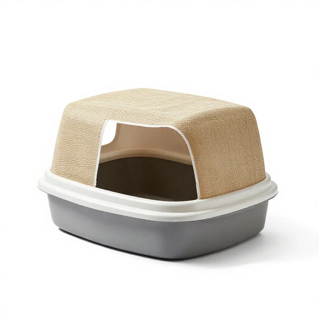 Litter box with a hood isolated on a white background