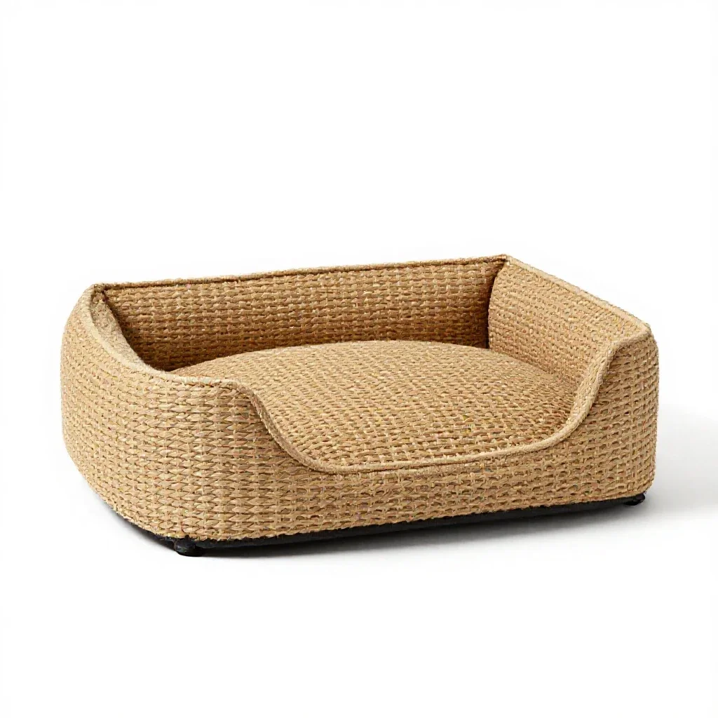 Woven dog bed isolated on a white background