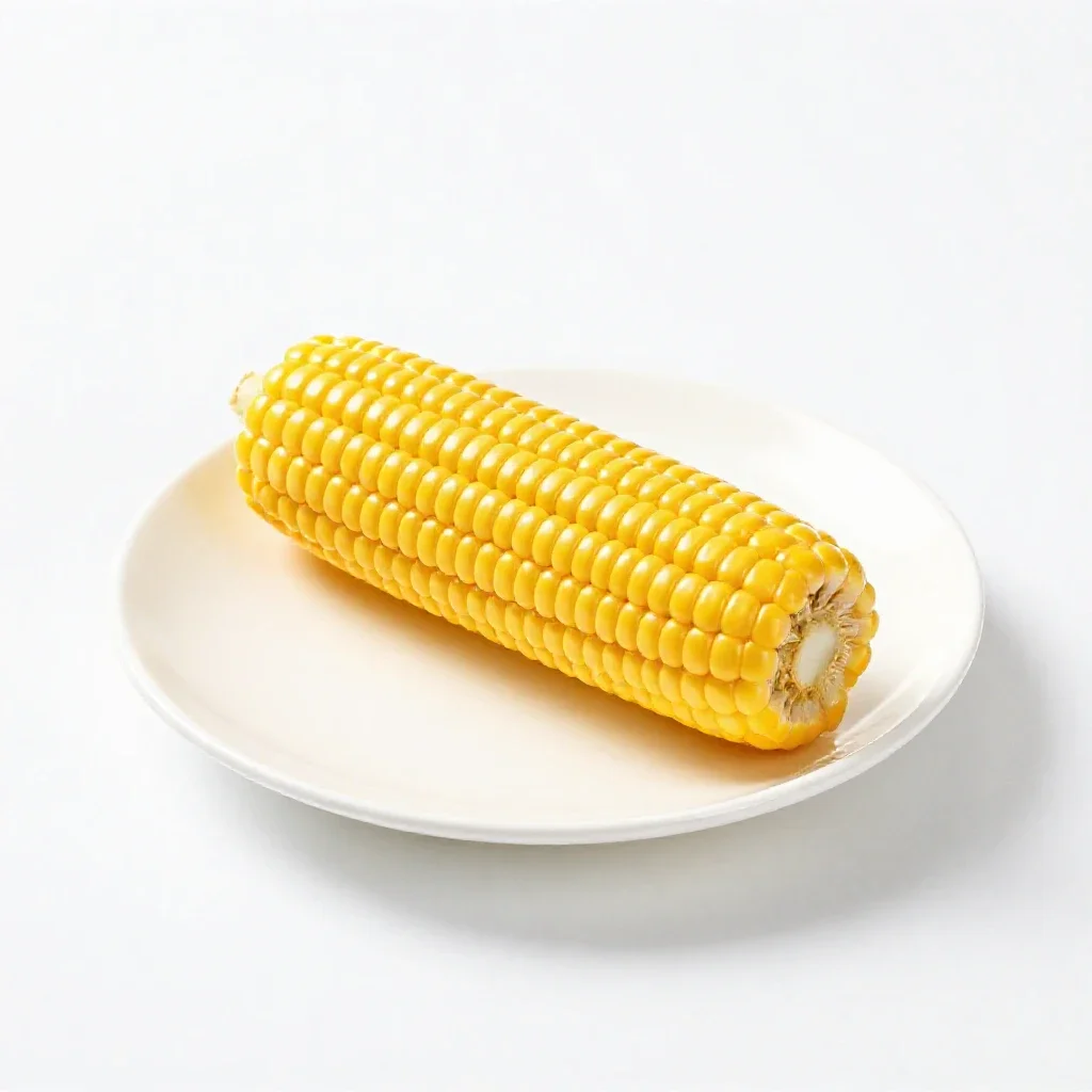Corn cob with husk peeled isolated on a white background