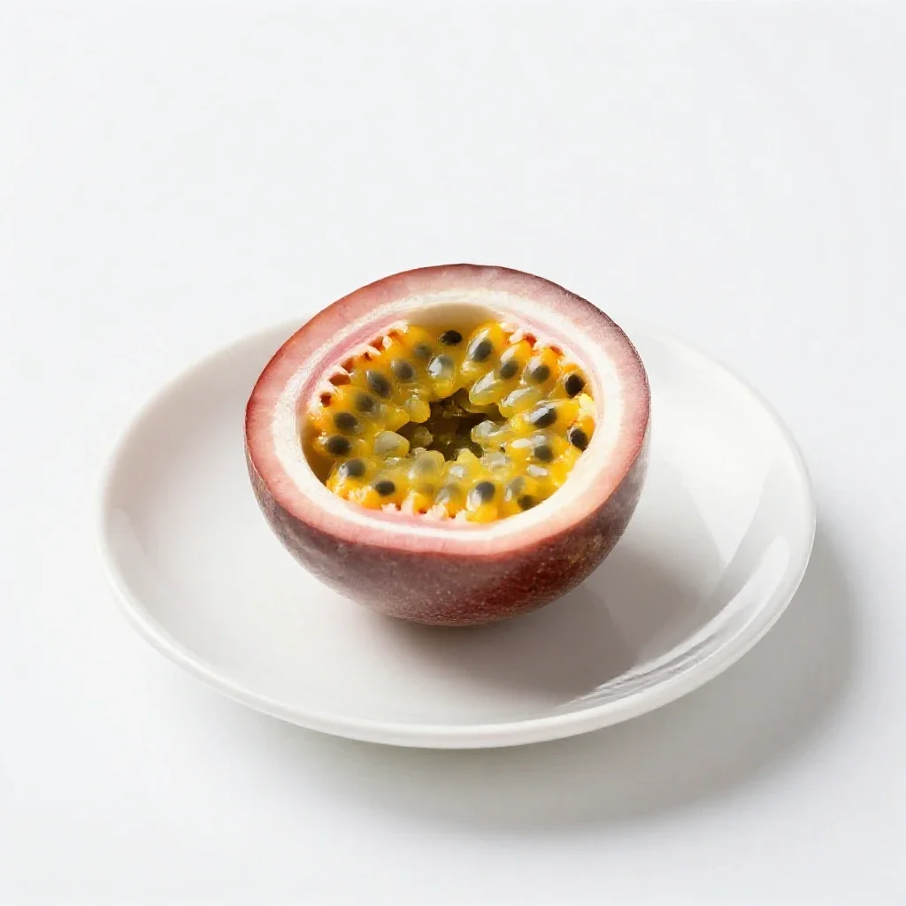 Passionfruit halved isolated on a white background
