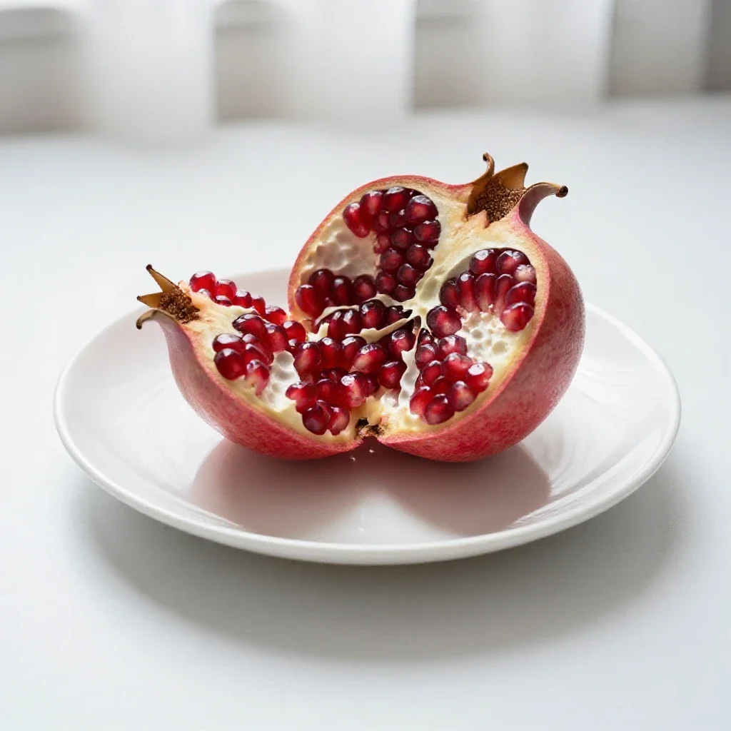 Pomegranate broken open isolated on a white background