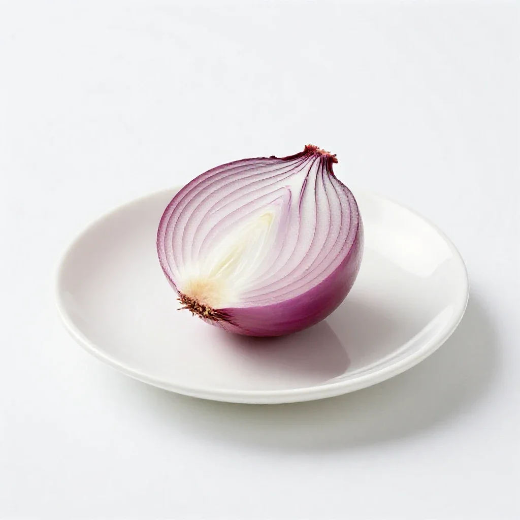 Red onion halved isolated on a white background