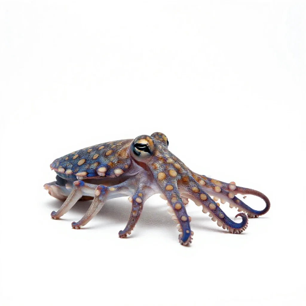 Blue-ringed octopus isolated on a white background