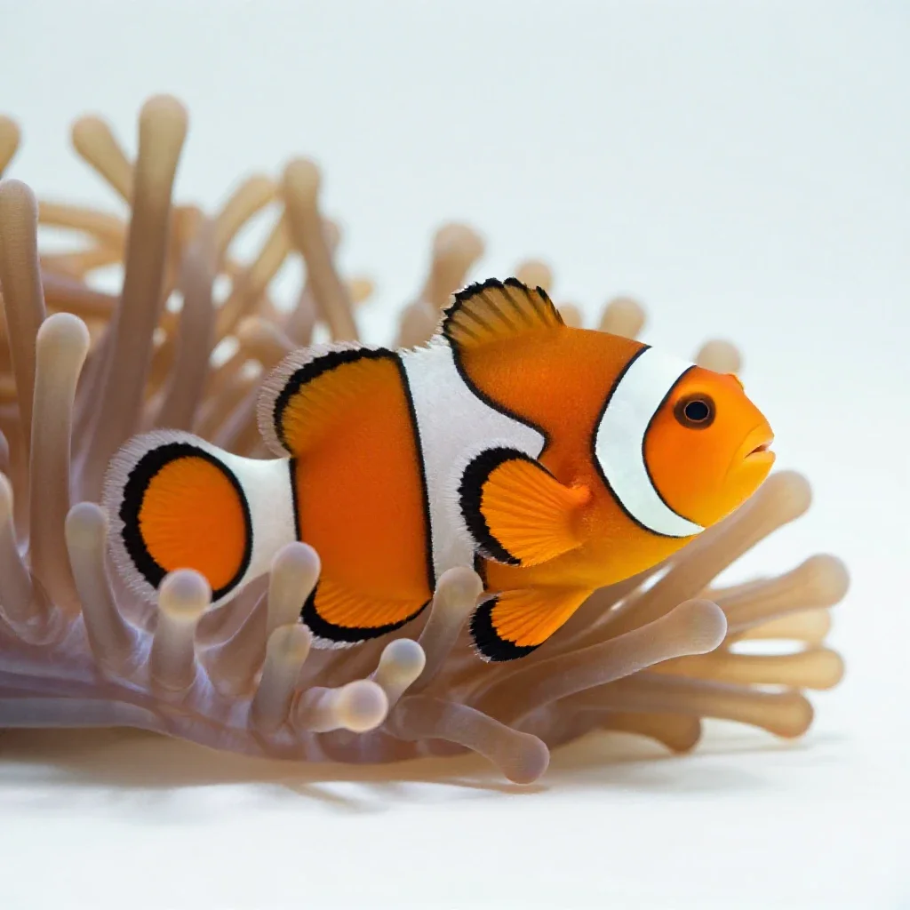 Clownfish in an anemone isolated on a white background
