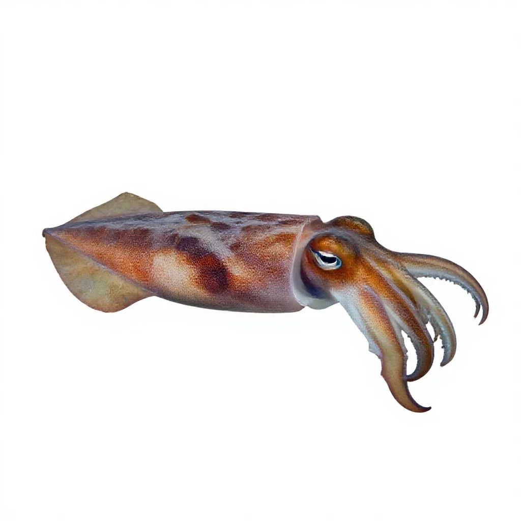 Cuttlefish changing colour isolated on a white background