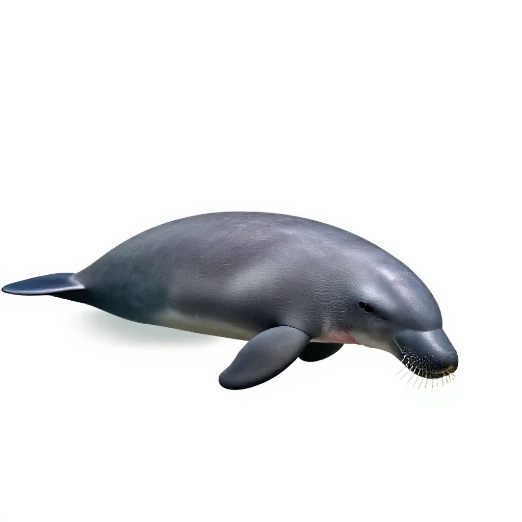 Dugong grazing isolated on a white background