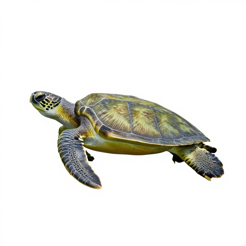 Green sea turtle isolated on a white background