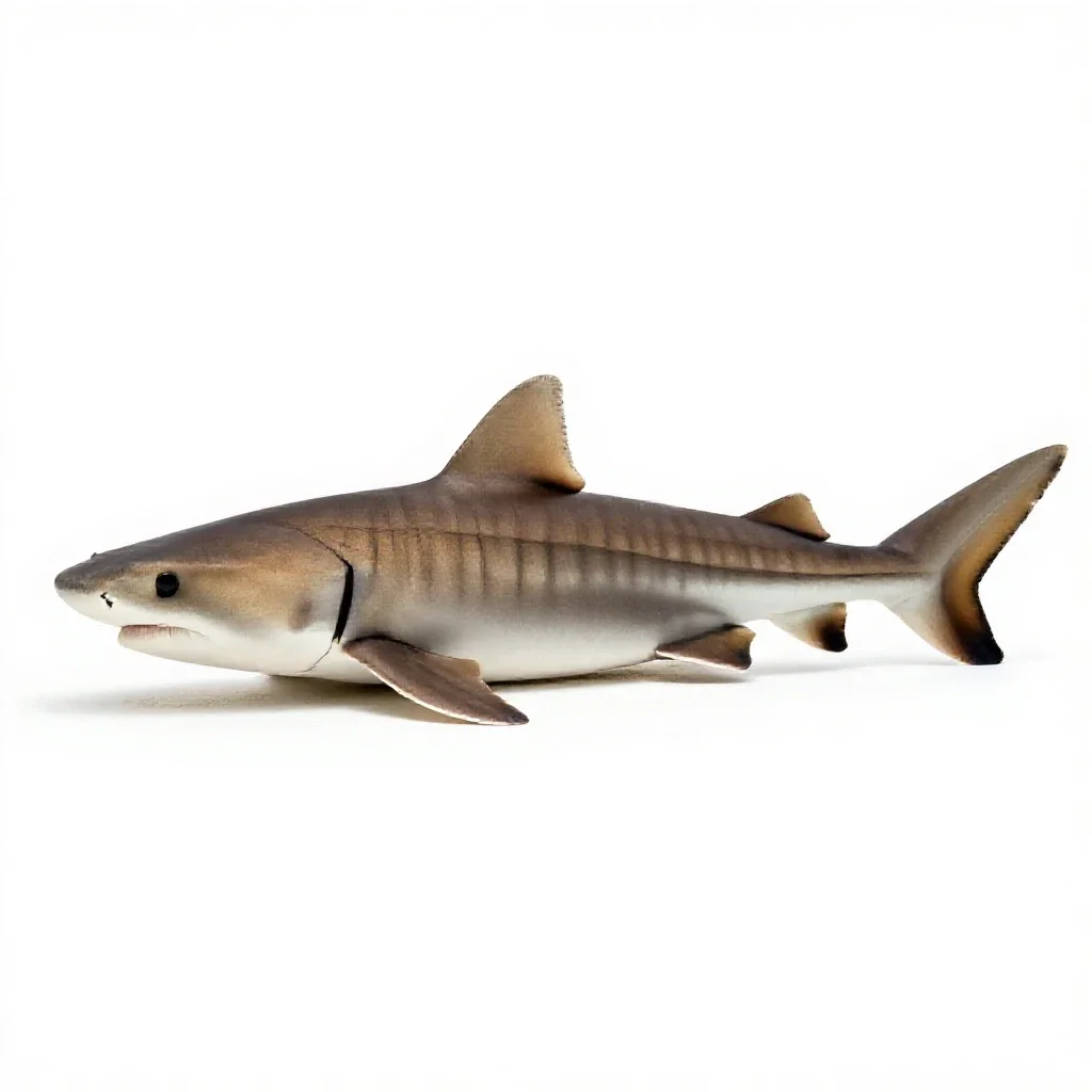 Leopard shark on sand isolated on a white background