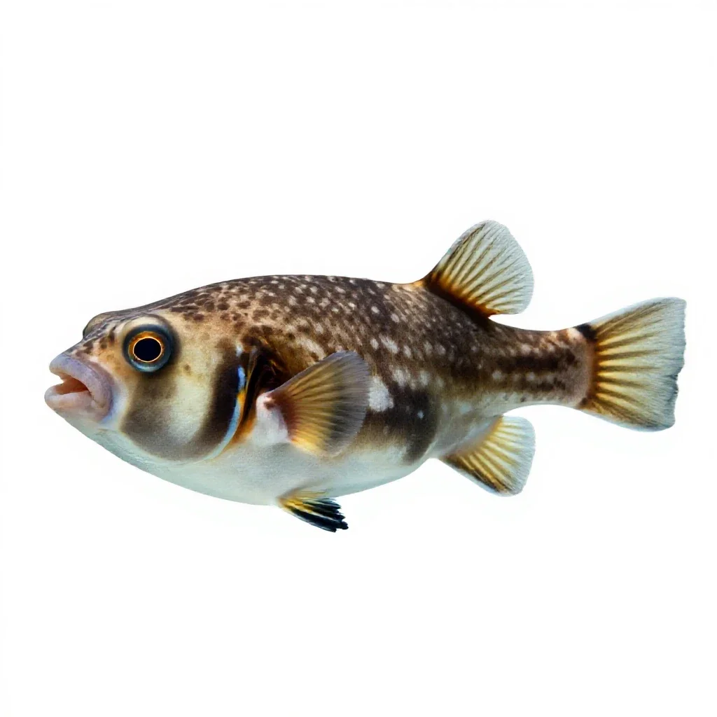 Pufferfish inflated isolated on a white background