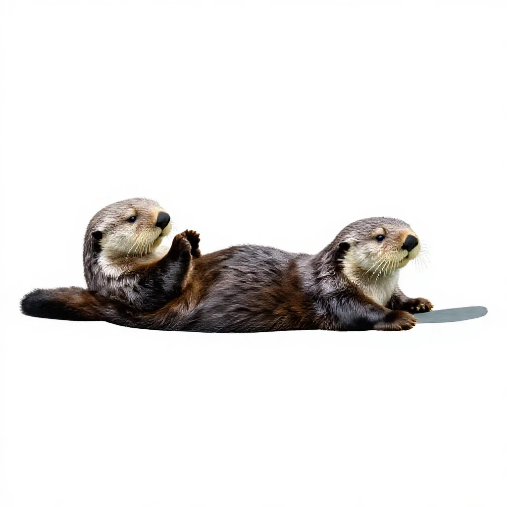 Sea otter floating isolated on a white background