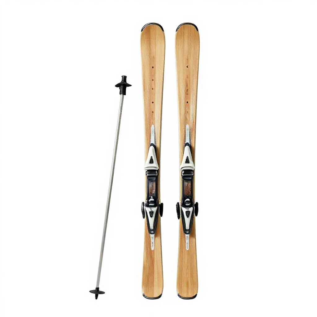 Pair of skis with poles isolated on a white background