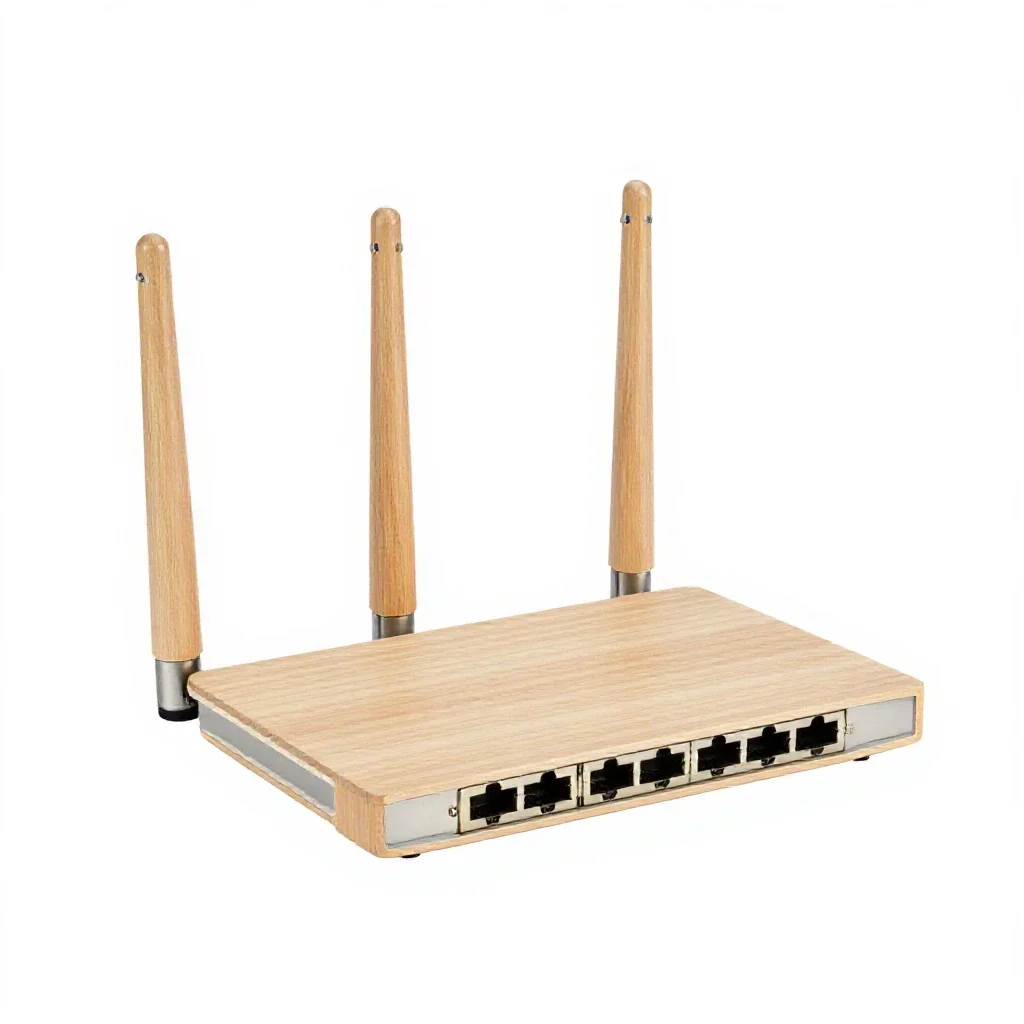 Network router with antennas isolated on a white background
