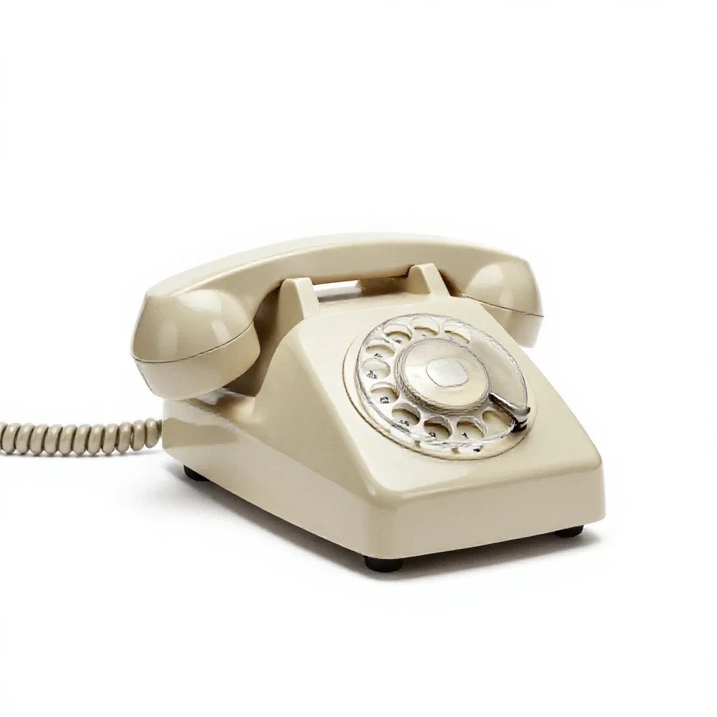 Rotary dial telephone isolated on a white background