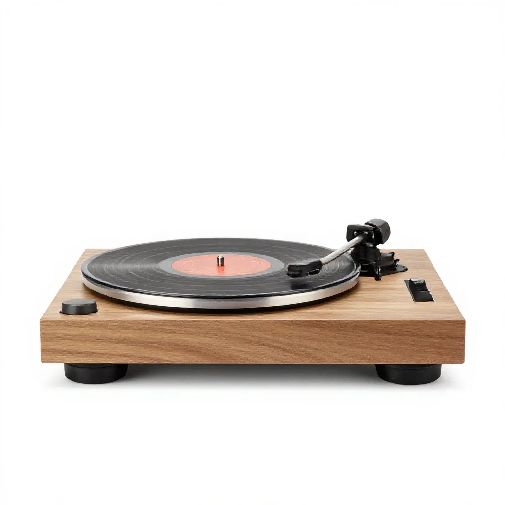 Turntable record player isolated on a white background