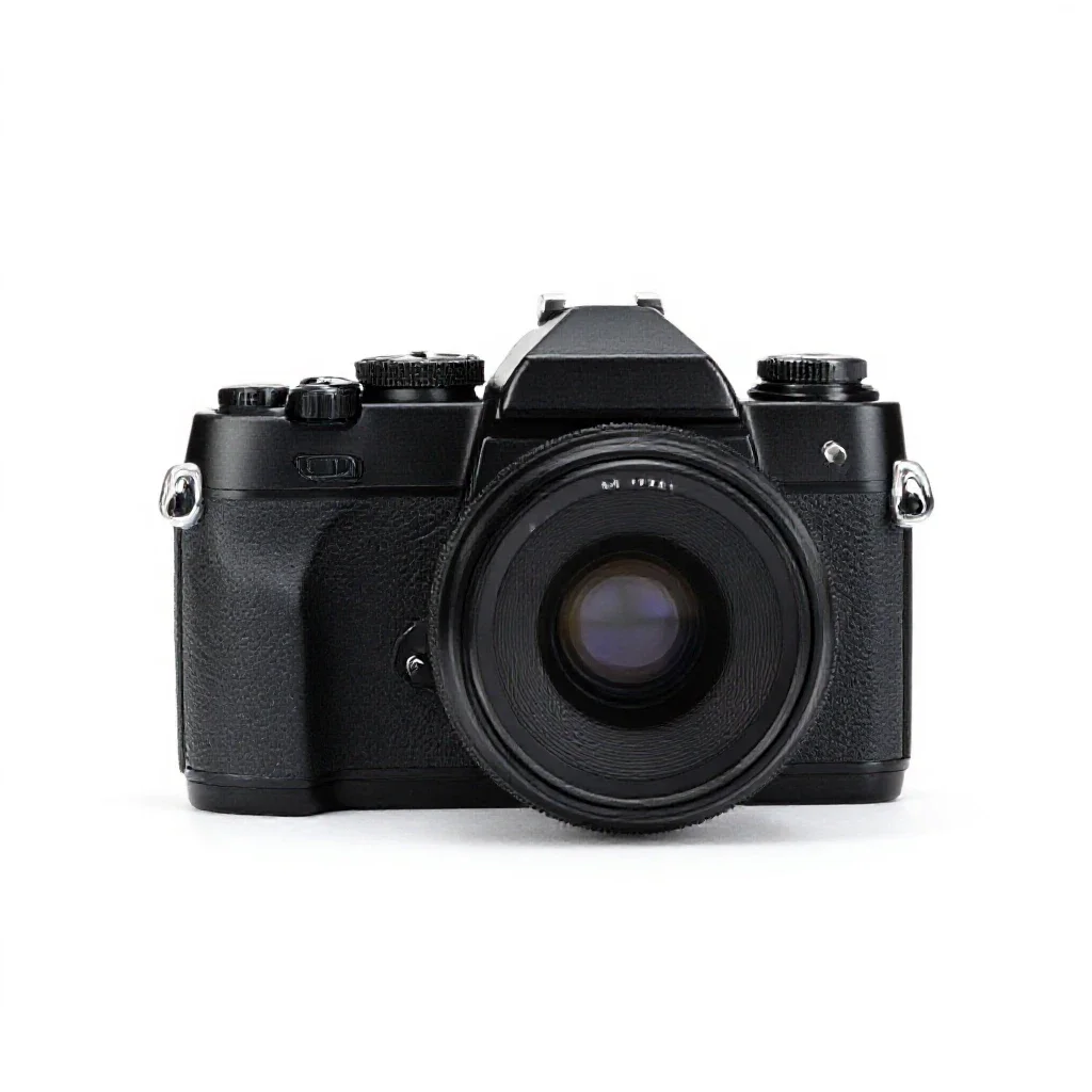 Twin-lens reflex camera isolated on a white background
