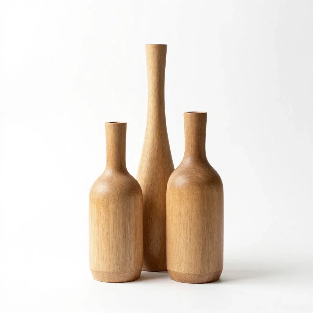 Bud vase trio isolated on a white background