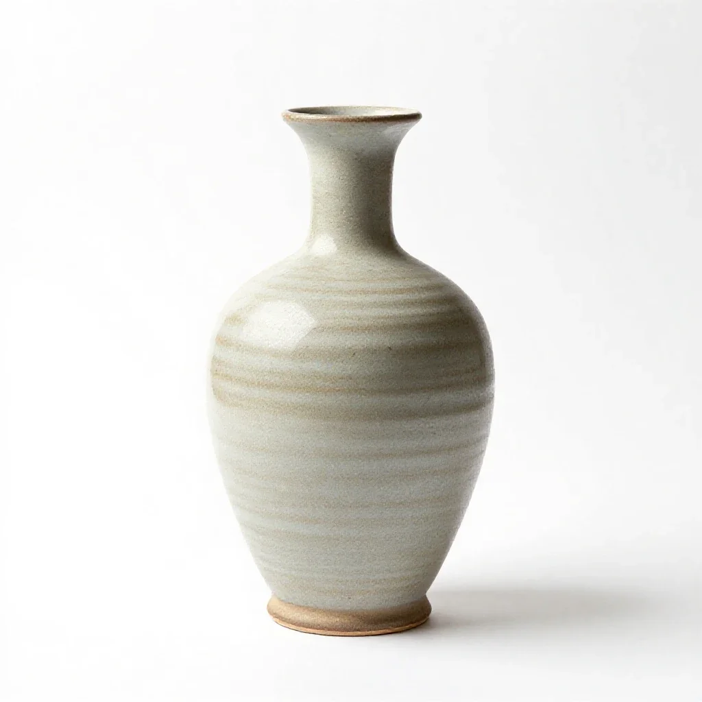Ceramic vase with a narrow neck isolated on a white background