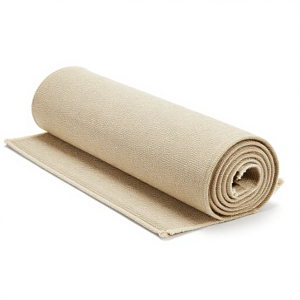 Hand-knotted wool rug rolled up isolated on a white background