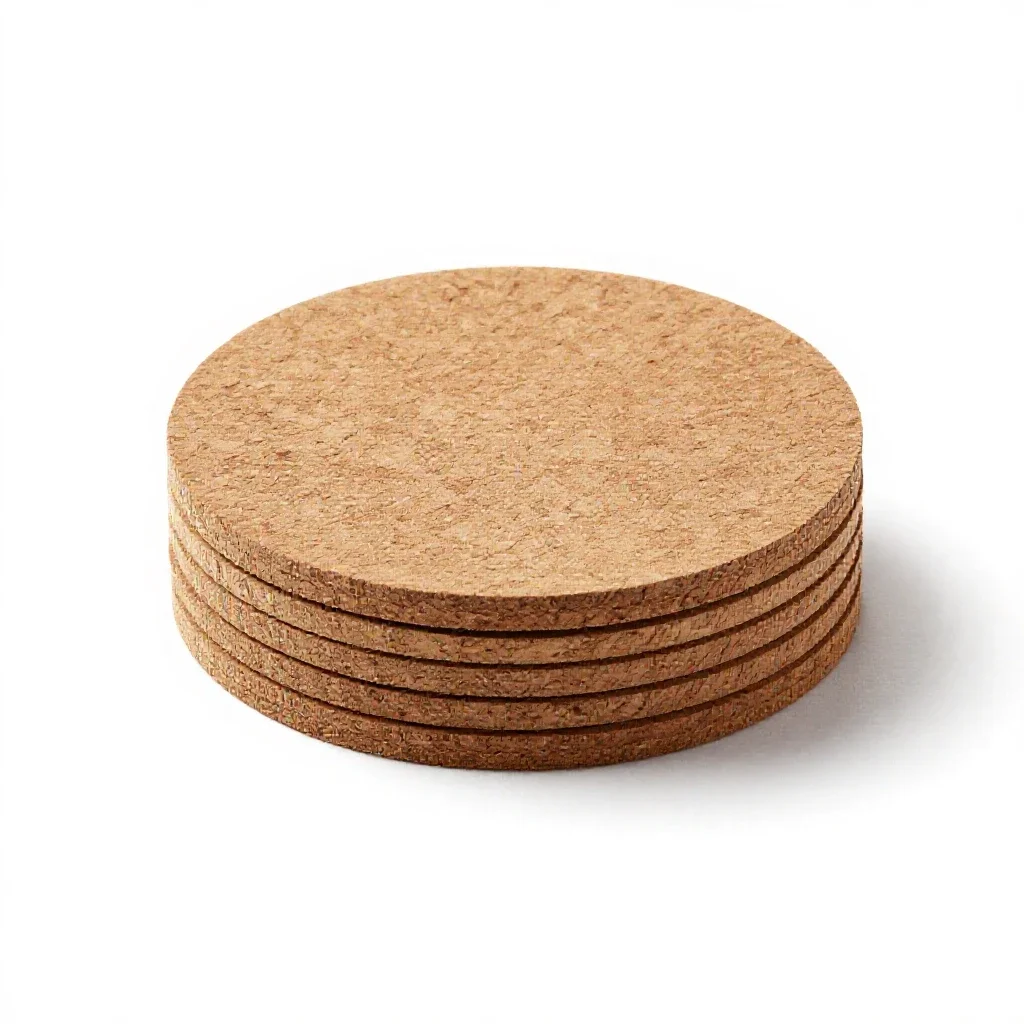Set of coasters in cork isolated on a white background