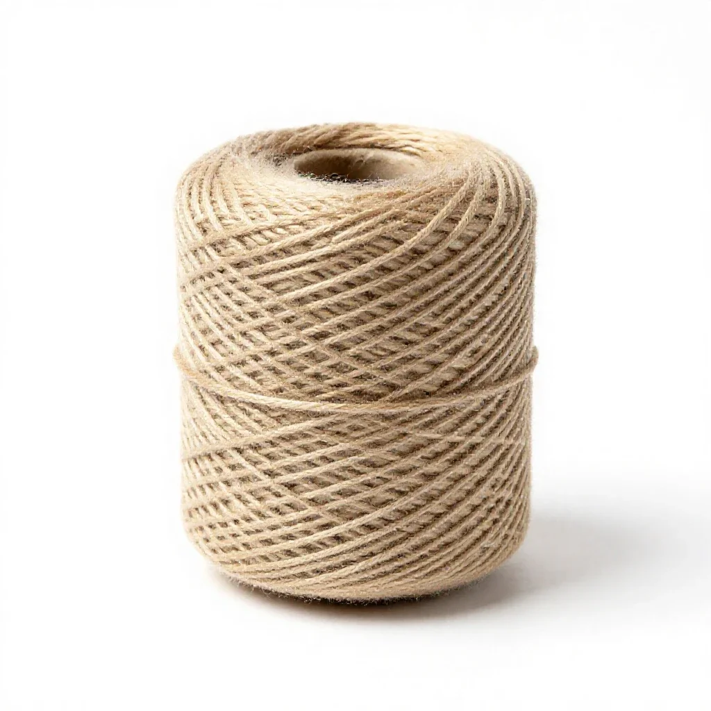 Spool of natural twine isolated on a white background