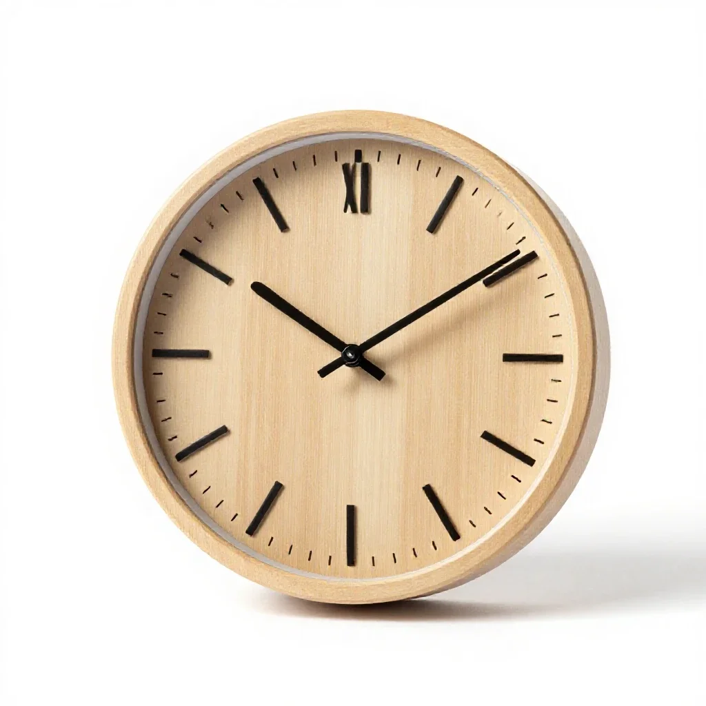 Wall clock with a plain face isolated on a white background