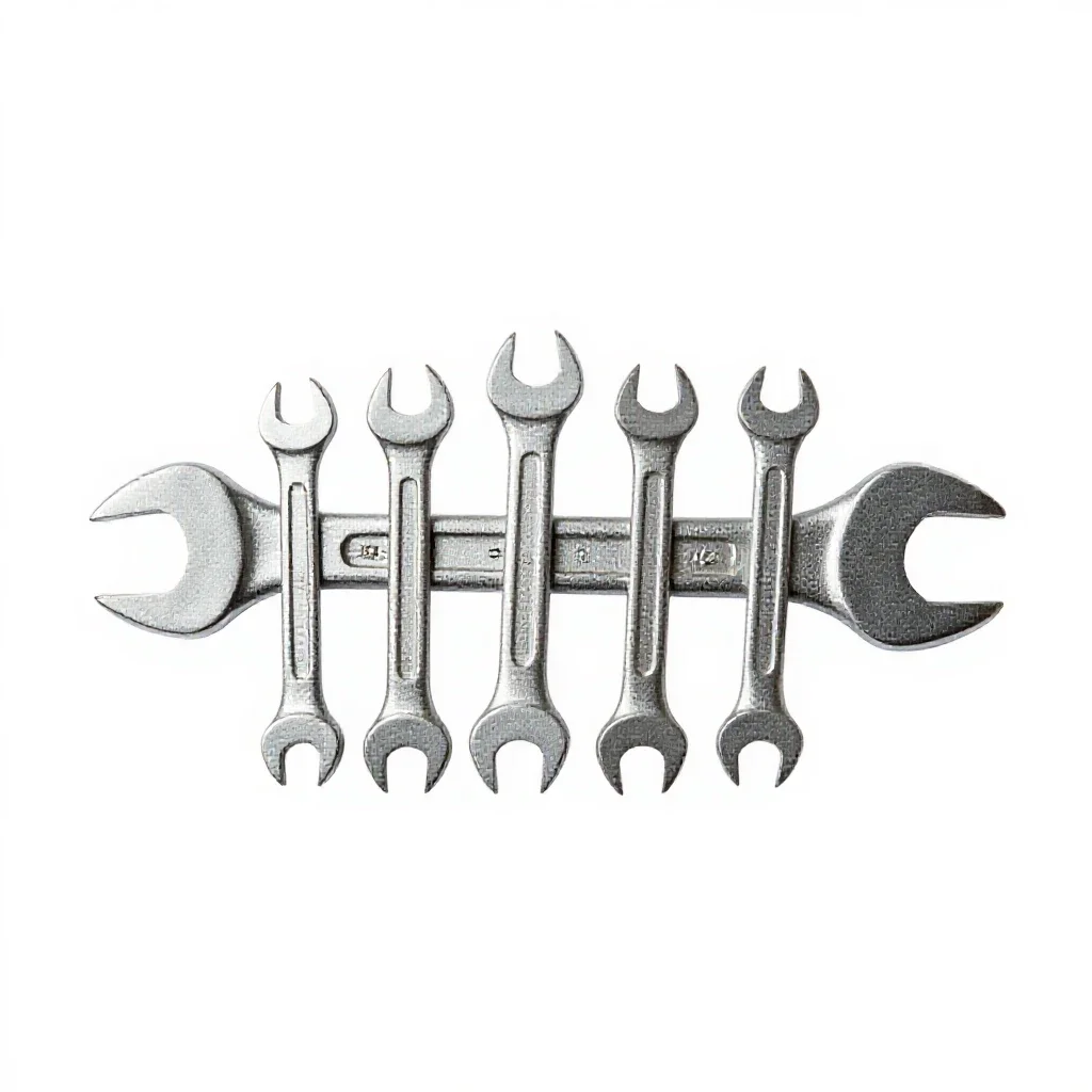 Tool roll of wrenches isolated on a white background