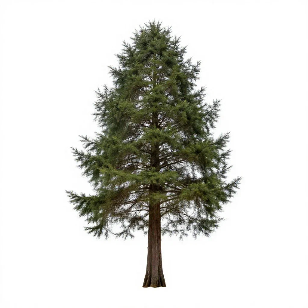 Coastal redwood isolated on a white background