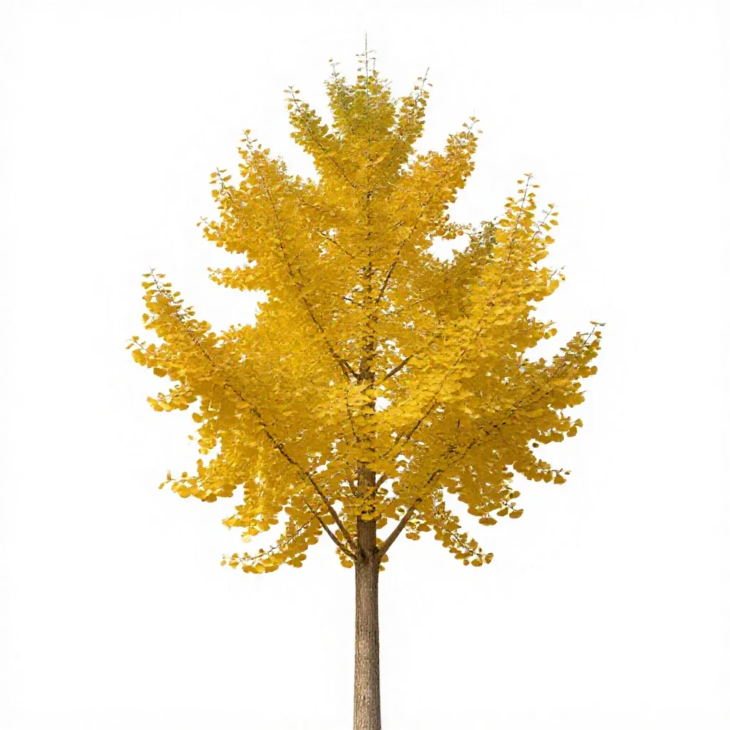 Gingko in autumn isolated on a white background