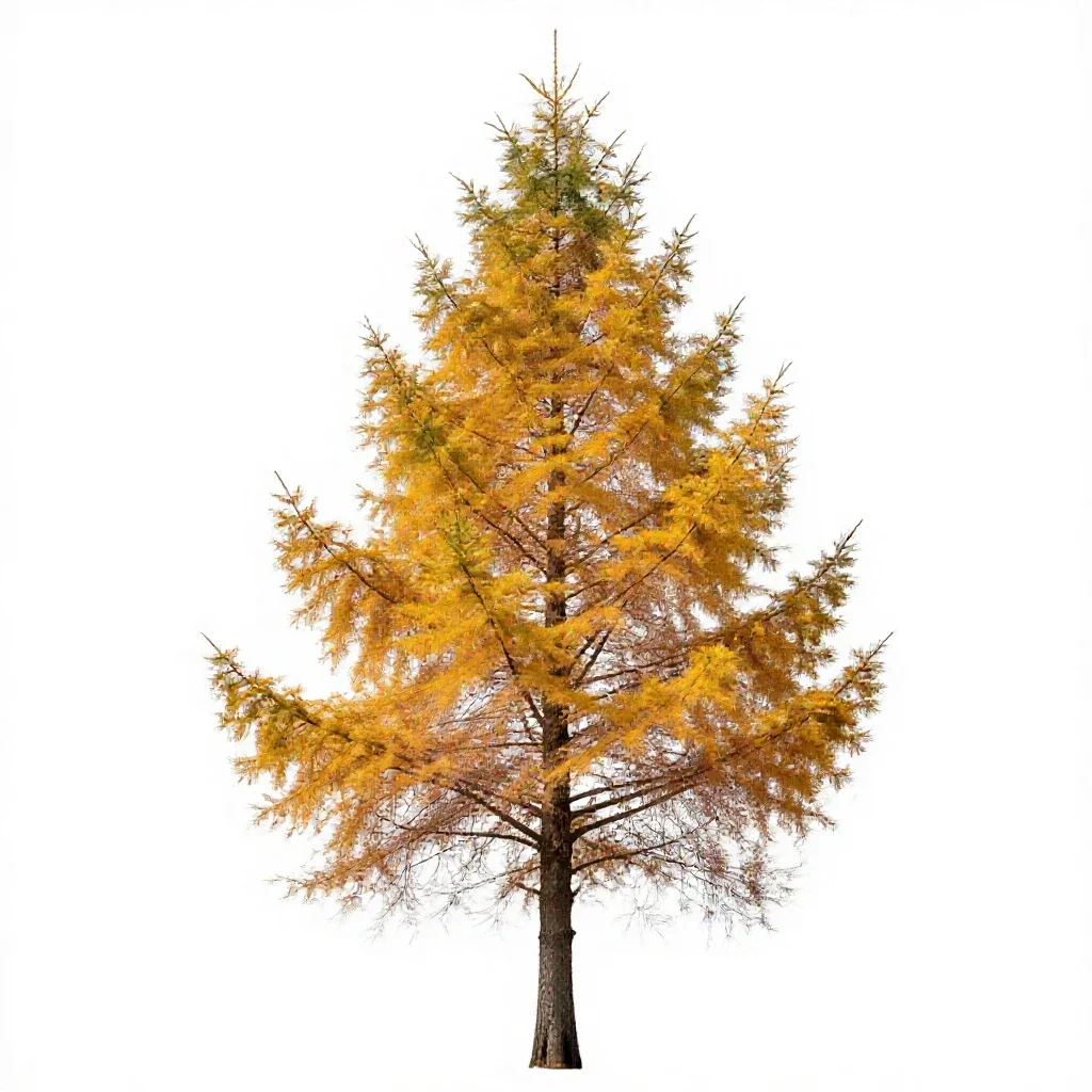 Larch in autumn isolated on a white background