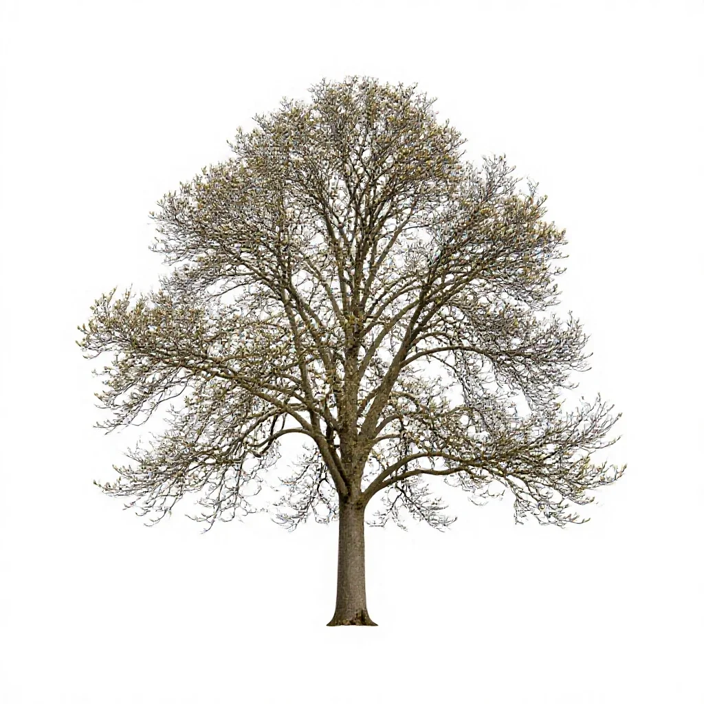 Magnolia tree in bud isolated on a white background