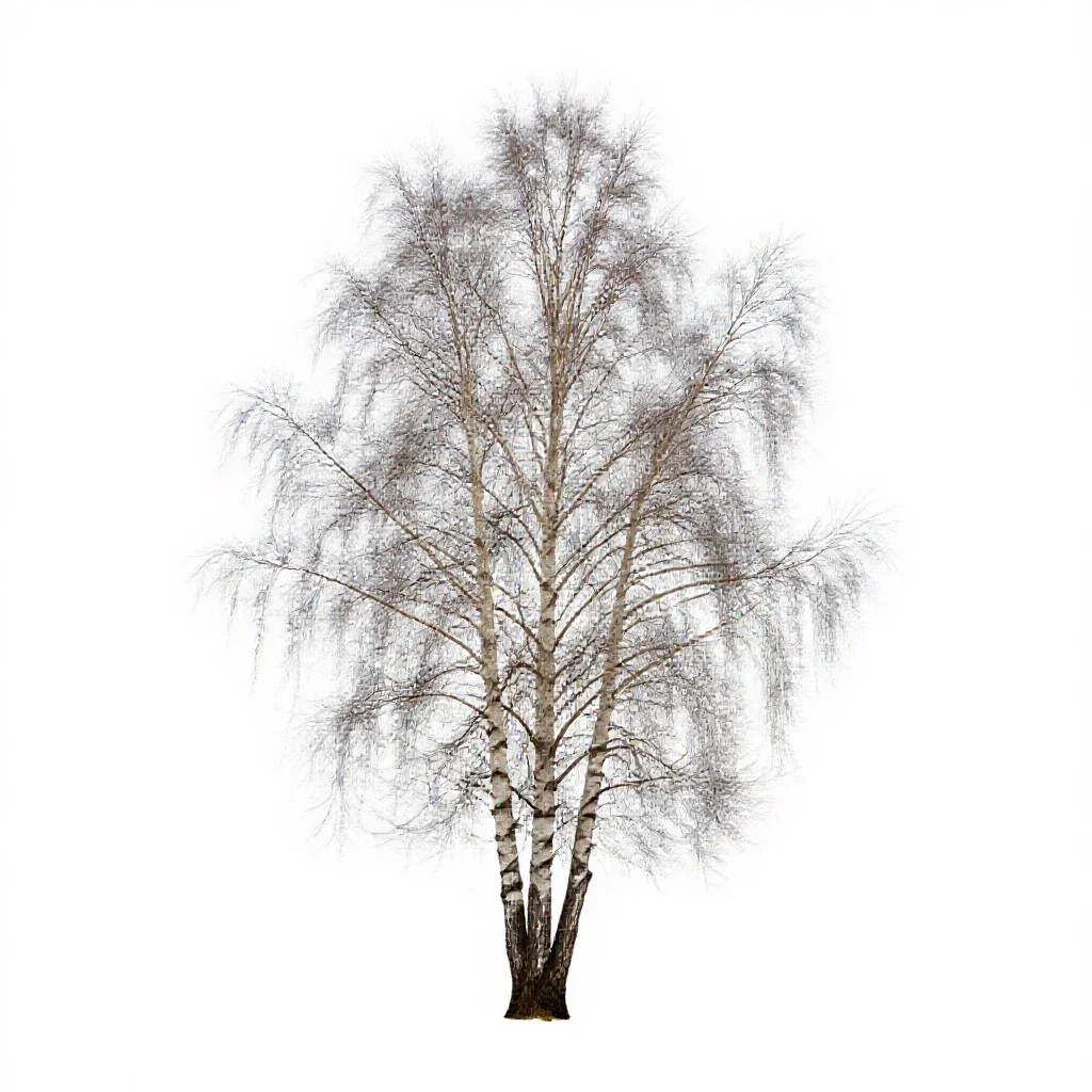 Silver birch stand isolated on a white background