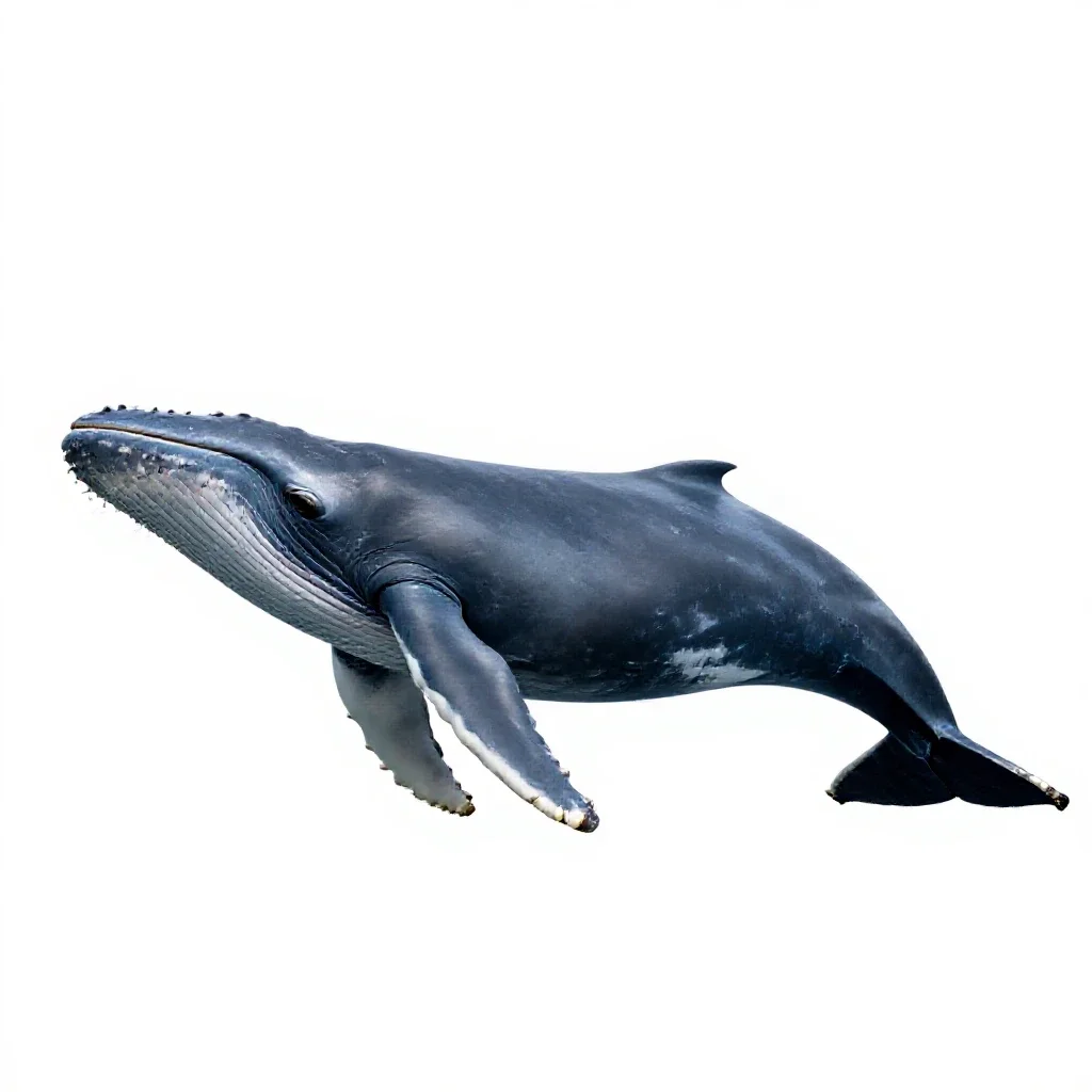 Baleen whale isolated on a white background