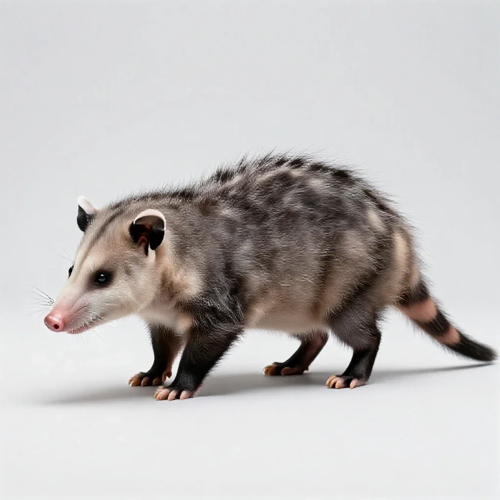 Common opossum isolated on a white background