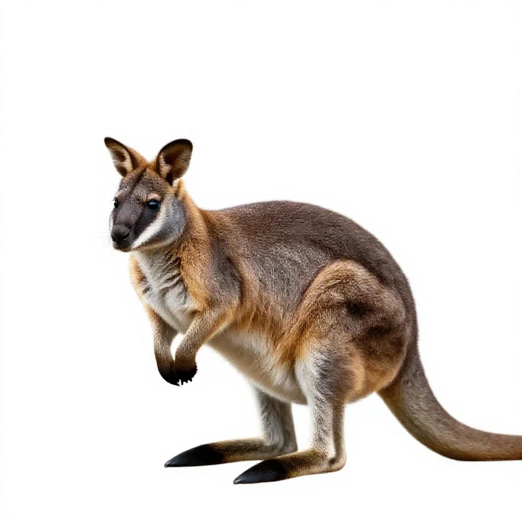 Common wallaby isolated on a white background