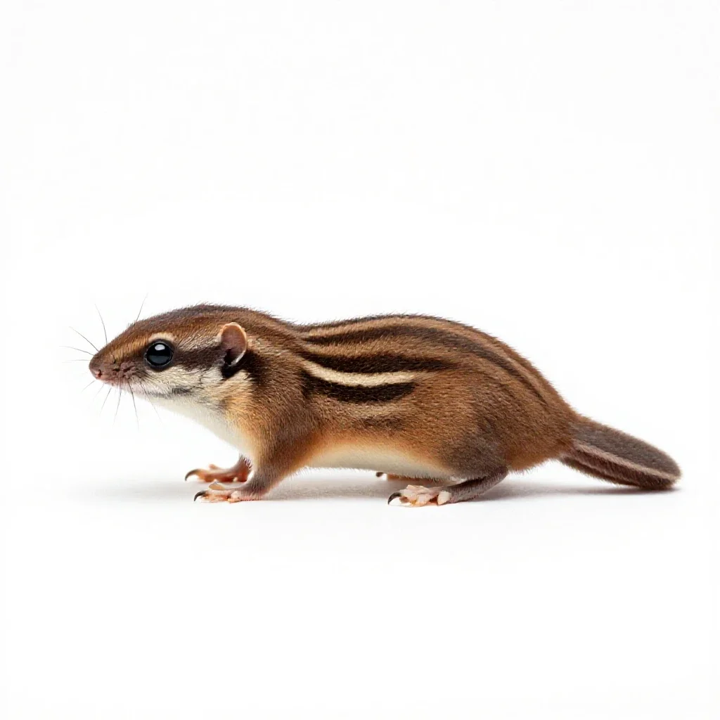 Least shrew isolated on a white background