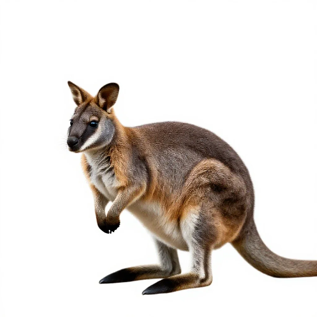 Rock wallaby isolated on a white background