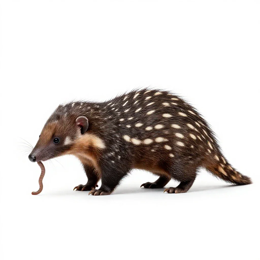 Tailless tenrec isolated on a white background