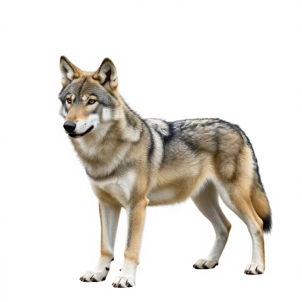 Wolf pup isolated on a white background