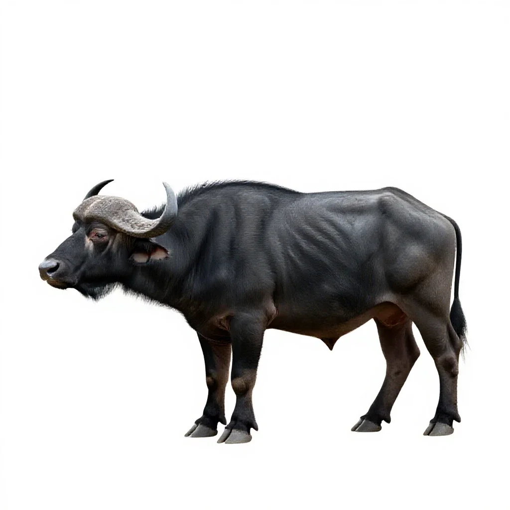 Black buffalo isolated on a white background